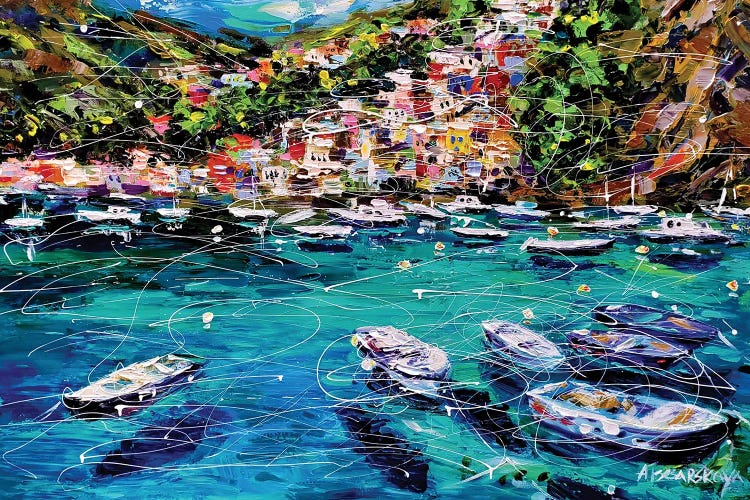 Italian Landscape With Sailboats by Aliaksandra Tsesarskaya wall art