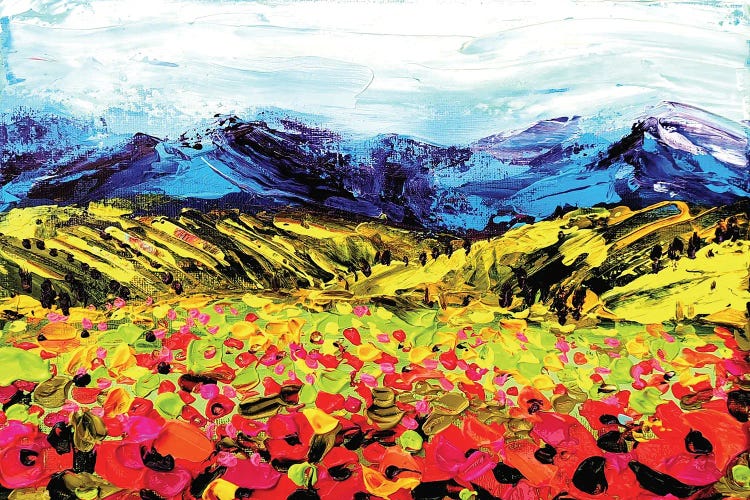 Landscape With Poppies And Mountain