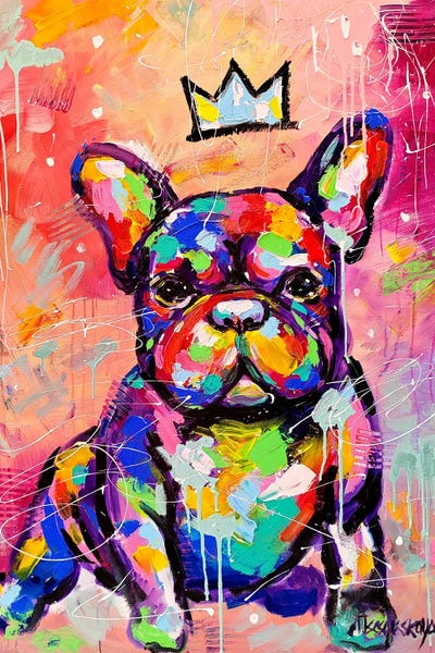 Adorable Franch Bulldog by Aliaksandra Tsesarskaya metal wall art