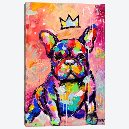 Adorable Franch Bulldog Canvas Print #AKT205} by Aliaksandra Tsesarskaya Canvas Wall Art