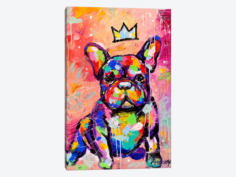 Adorable Franch Bulldog by Aliaksandra Tsesarskaya 1-piece Canvas Artwork