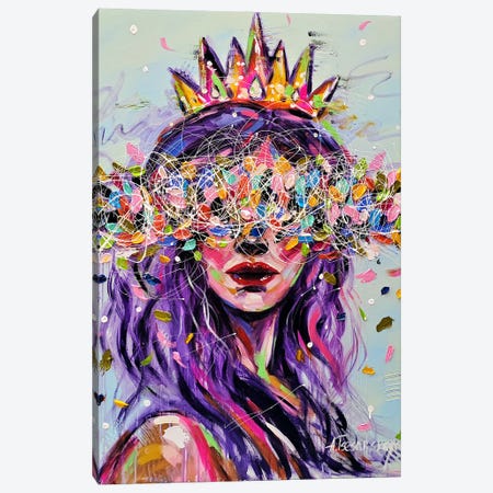 Queen - Colorful Portrait Woman Canvas Print #AKT209} by Aliaksandra Tsesarskaya Canvas Print
