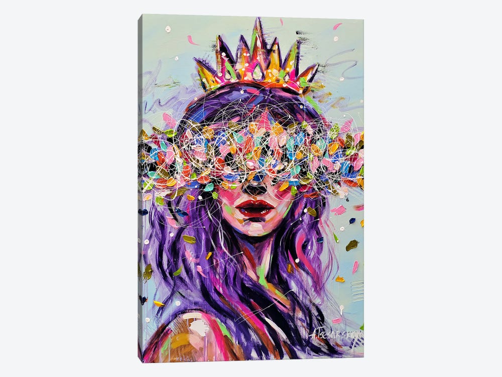Queen - Colorful Portrait Woman by Aliaksandra Tsesarskaya 1-piece Canvas Artwork