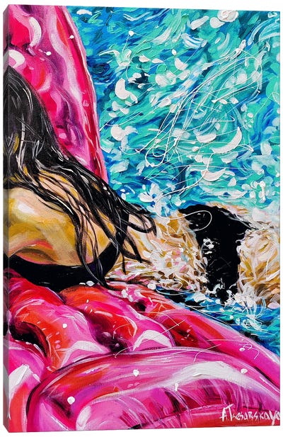 Suny Day At The Pool Canvas Art Print - Women's Swimsuit & Bikini Art