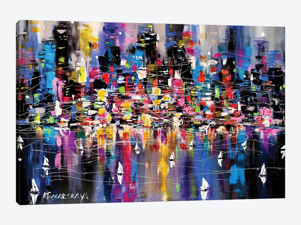 Night New York Cityscape by Aliaksandra Tsesarskaya 1-piece Canvas Print