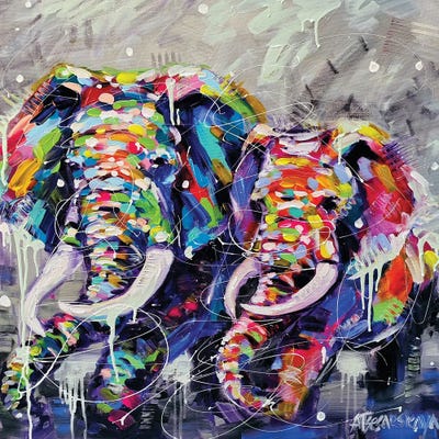 Wild Elephants by Aliaksandra Tsesarskaya art print