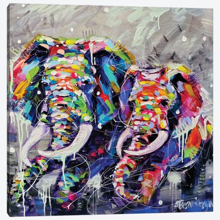 Wild Elephants Canvas Print #AKT216} by Aliaksandra Tsesarskaya Art Print
