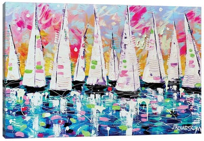 Summer Sailboats Canvas Art Print - Aliaksandra Tsesarskaya