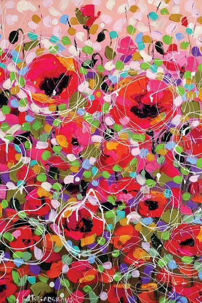 Abstract Poppies Field by Aliaksandra Tsesarskaya art print