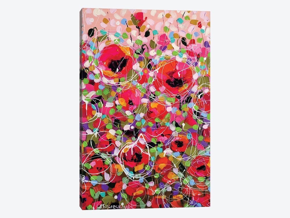 Abstract Poppies Field by Aliaksandra Tsesarskaya 1-piece Canvas Print