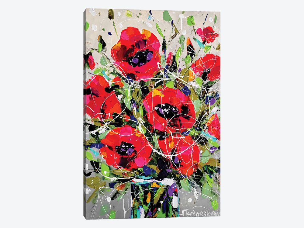 Poppies In The Vase by Aliaksandra Tsesarskaya 1-piece Canvas Wall Art