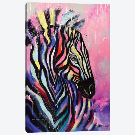 Wild Zebra Canvas Print #AKT27} by Aliaksandra Tsesarskaya Canvas Art Print