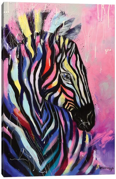 Wild Zebra Canvas Art Print - Aliaksandra Tsesarskaya