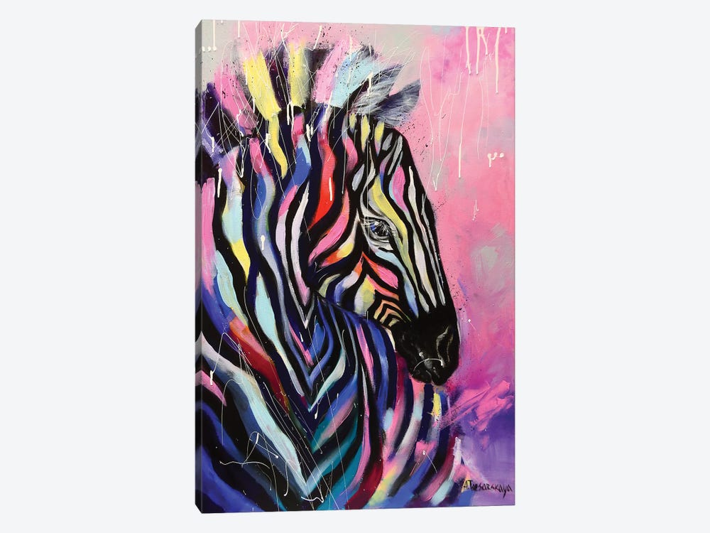 Wild Zebra by Aliaksandra Tsesarskaya 1-piece Canvas Art
