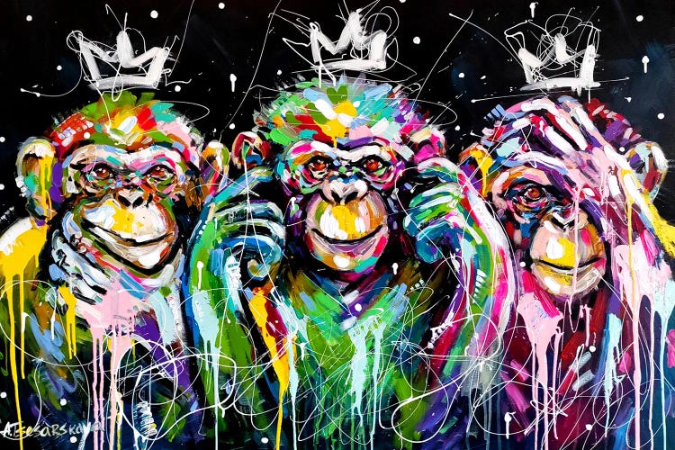 Three Colorful Monkeys