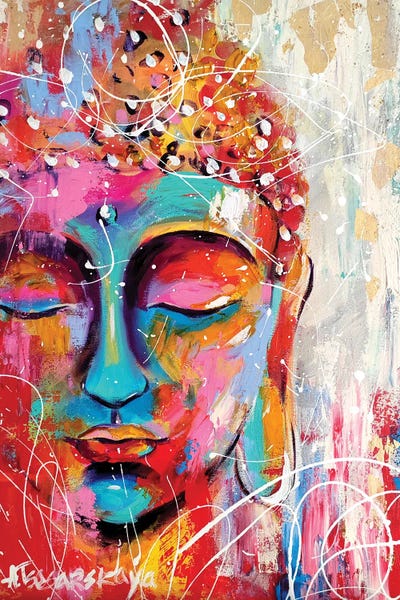 Buddha: Buddha - Colorful Portrait by Aliaksandra Tsesarskaya