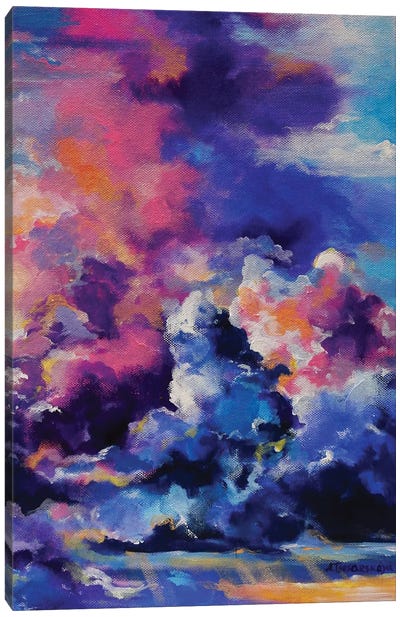 Violet Sky Canvas Art Print - Cloudy Sunset Art