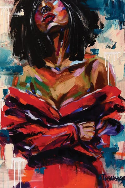 Woman In Red by Aliaksandra Tsesarskaya art print