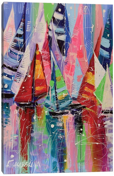 Sailboats Canvas Art Print - Aliaksandra Tsesarskaya