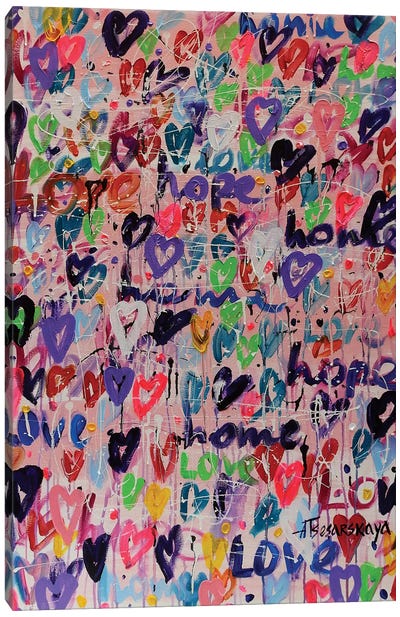 Home, Love, Hope Canvas Art Print - Heart Art