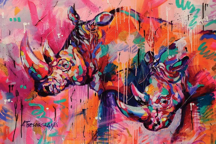 Rhino Love by Aliaksandra Tsesarskaya wall art