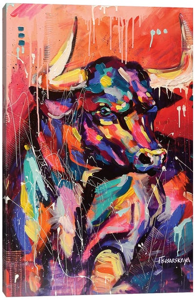 Bull Canvas Art Print - Aliaksandra Tsesarskaya