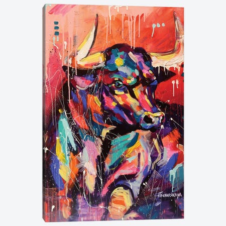 Bull Canvas Print #AKT81} by Aliaksandra Tsesarskaya Canvas Artwork