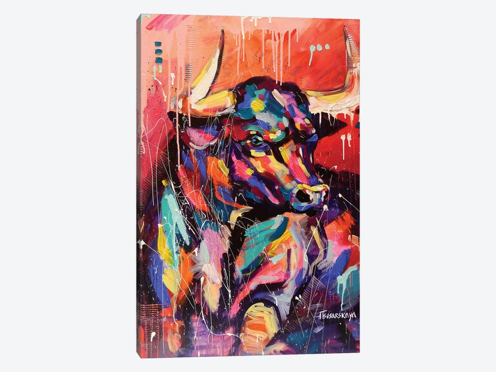 Bull by Aliaksandra Tsesarskaya 1-piece Canvas Art