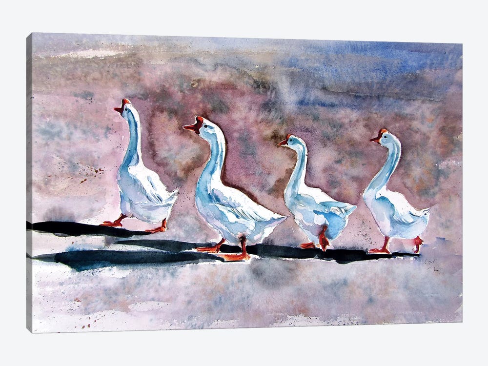 Walking Geese by Anna Brigitta Kovacs 1-piece Canvas Artwork