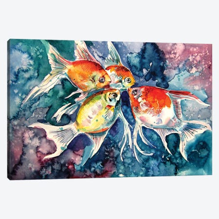 Colorful Fish Canvas Print #AKV105} by Anna Brigitta Kovacs Canvas Wall Art