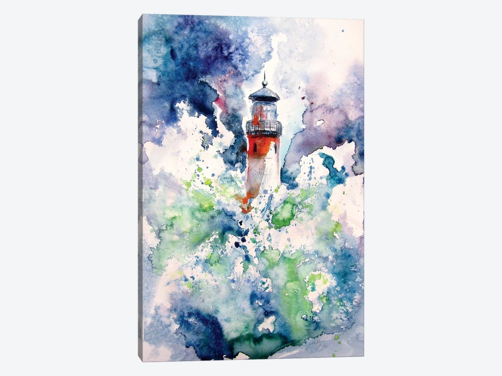 Lighthouse At Storm by Anna Brigitta Kovacs 1-piece Canvas Art Print