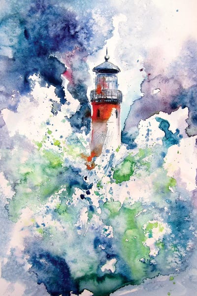 Anna Brigitta Kovacs: Lighthouse At Storm by Anna Brigitta Kovacs