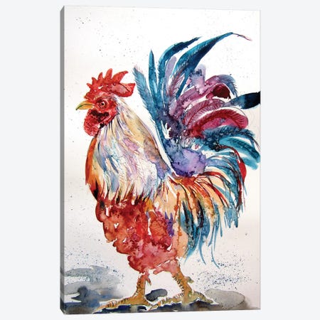 Rooster In The Yard II Canvas Print #AKV107} by Anna Brigitta Kovacs Canvas Artwork