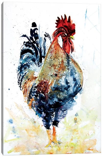 Rooster In The Yard VI Canvas Art Print - Anna Brigitta Kovacs