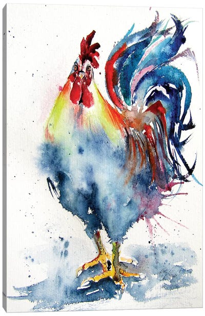 Rooster In The Yard IV Canvas Art Print - Chicken & Rooster Art