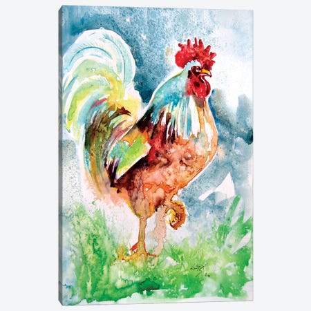 Rooster In The Yard V Canvas Print #AKV124} by Anna Brigitta Kovacs Canvas Art