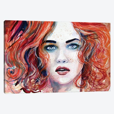 Red Girl Canvas Print #AKV132} by Anna Brigitta Kovacs Canvas Artwork