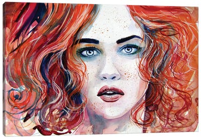 Red Girl Canvas Art Print - Anna Brigitta Kovacs