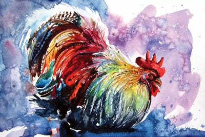 Colorful Rooster by Anna Brigitta Kovacs framed wall art