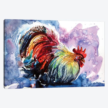 Colorful Rooster Canvas Print #AKV140} by Anna Brigitta Kovacs Art Print