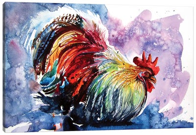 Colorful Rooster Canvas Art Print - Anna Brigitta Kovacs