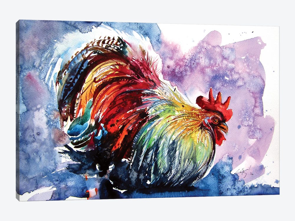 Colorful Rooster by Anna Brigitta Kovacs 1-piece Art Print
