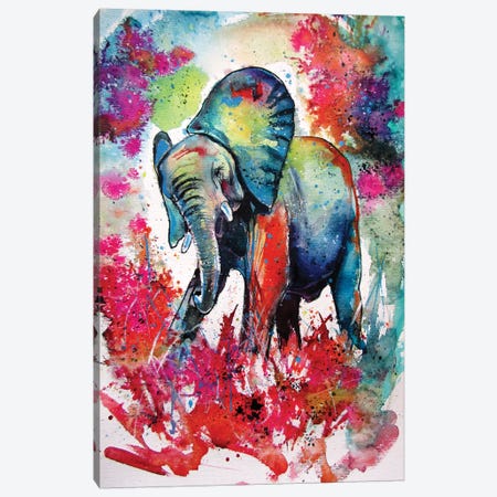 Happy Elephant II Canvas Print #AKV142} by Anna Brigitta Kovacs Canvas Print