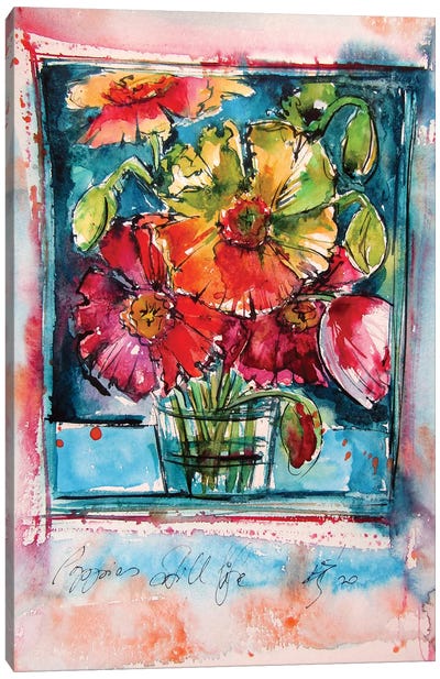 Still Life Poppies II Canvas Art Print - Anna Brigitta Kovacs