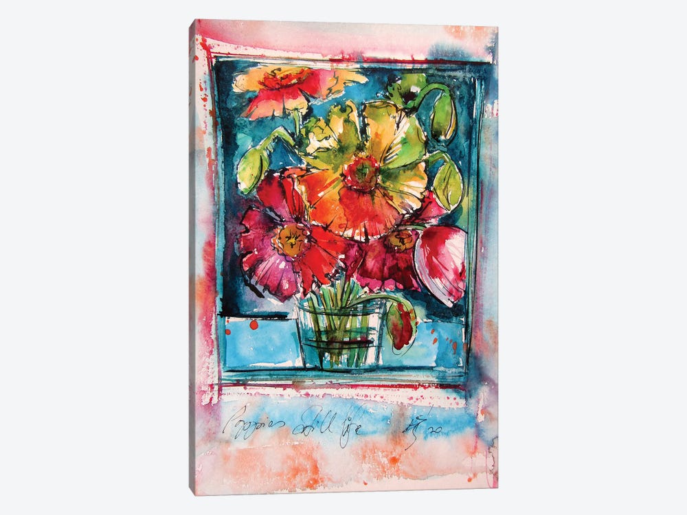 Still Life Poppies II by Anna Brigitta Kovacs 1-piece Canvas Art