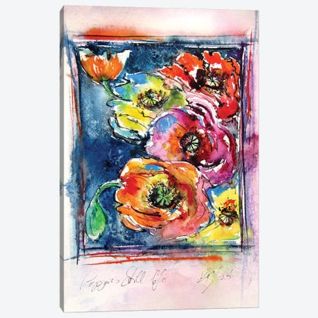 Still Life Poppies Canvas Print #AKV146} by Anna Brigitta Kovacs Canvas Art