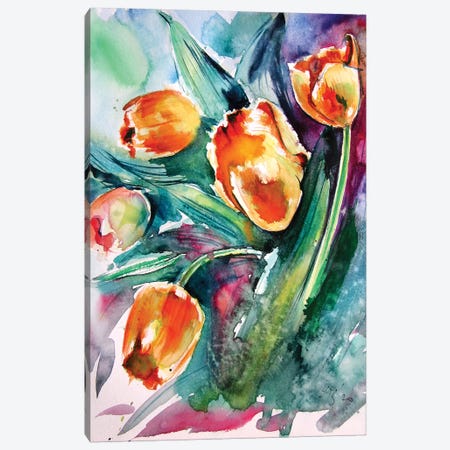 Yellow Tulips Canvas Print #AKV149} by Anna Brigitta Kovacs Canvas Art Print