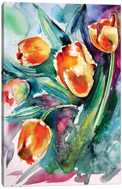 Yellow Tulips Canvas Art Print - Anna Brigitta Kovacs