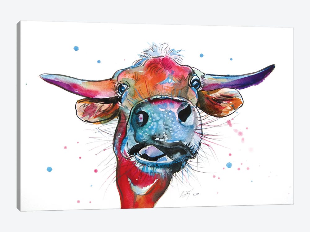 Cute Cow by Anna Brigitta Kovacs 1-piece Canvas Print