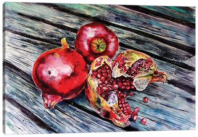 Pomegranate Still Life Canvas Art Print - Pomegranate Art